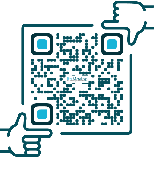 QR Code personalizado criado no It's Moving, nas cores da marca e com o logo no centro