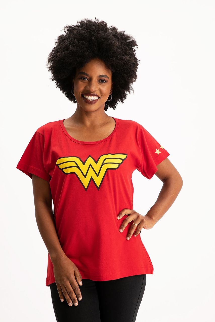 Camiseta Mulher Maravilha Logo Clássico