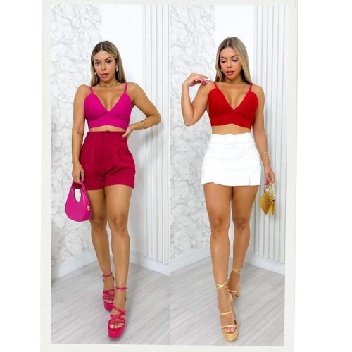 Cropped Short pregueado social 1-2