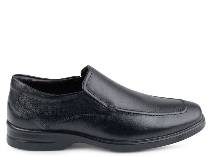 SAPATO SOCIAL CASUAL SLIP ON ROYAL KENSINGTON COURO PRETO